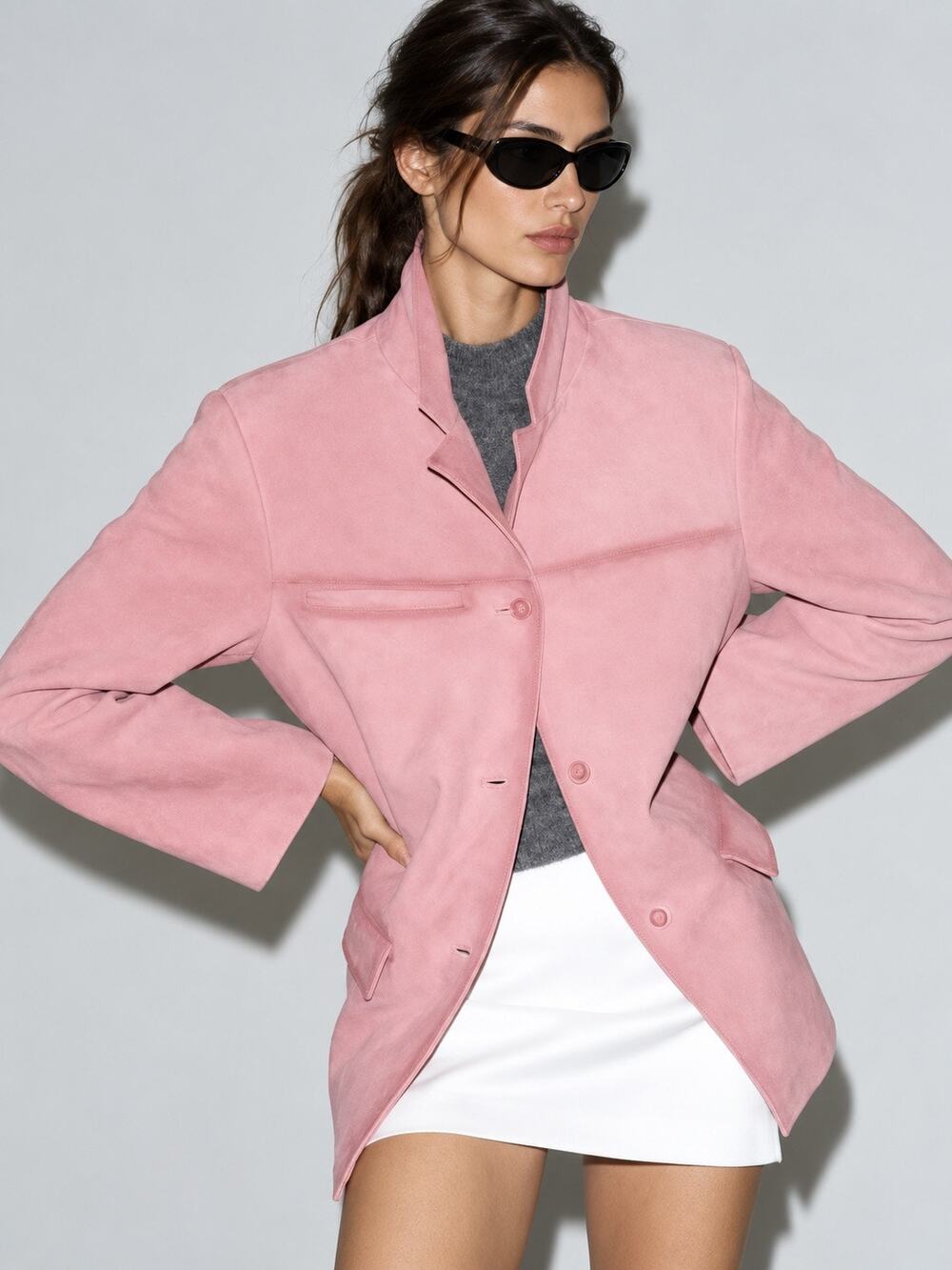 NWT Reformation x VEDA Rhodes Pink Suede Leather Jacket small
